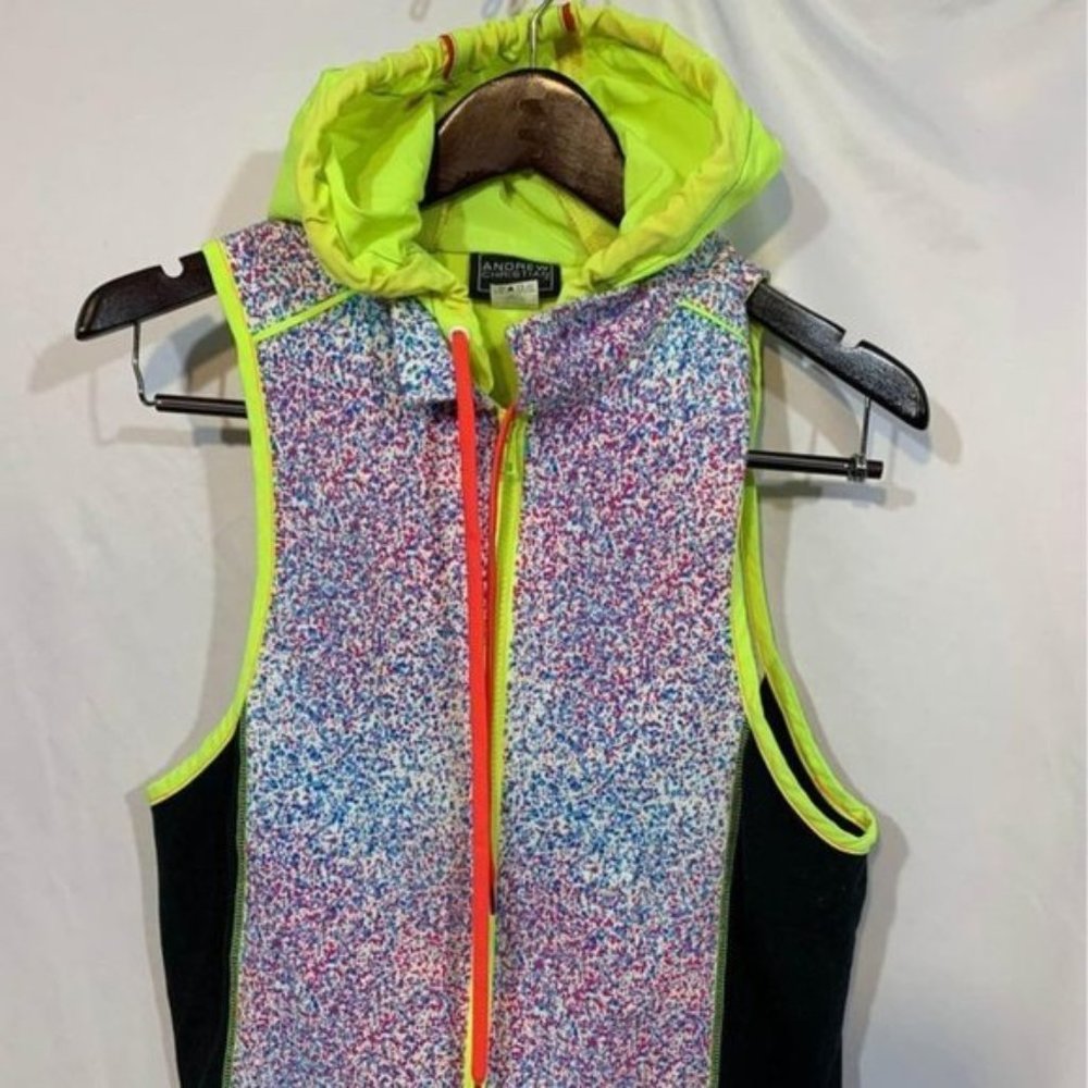 Andrew CHRISTIAN vest. Size small. New!  Cut out in back. Neon. Statement piece.